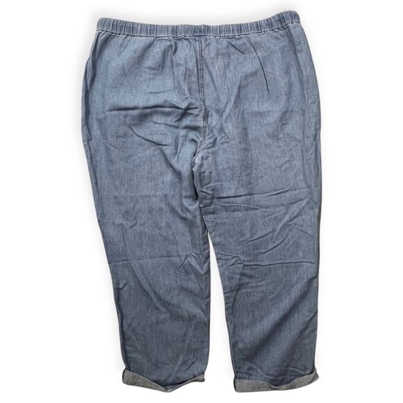 J Jill Pants Womens Denim Chambray Pull On Elastic Drawstring Cropped Blue 3X - Picture 4 of 12